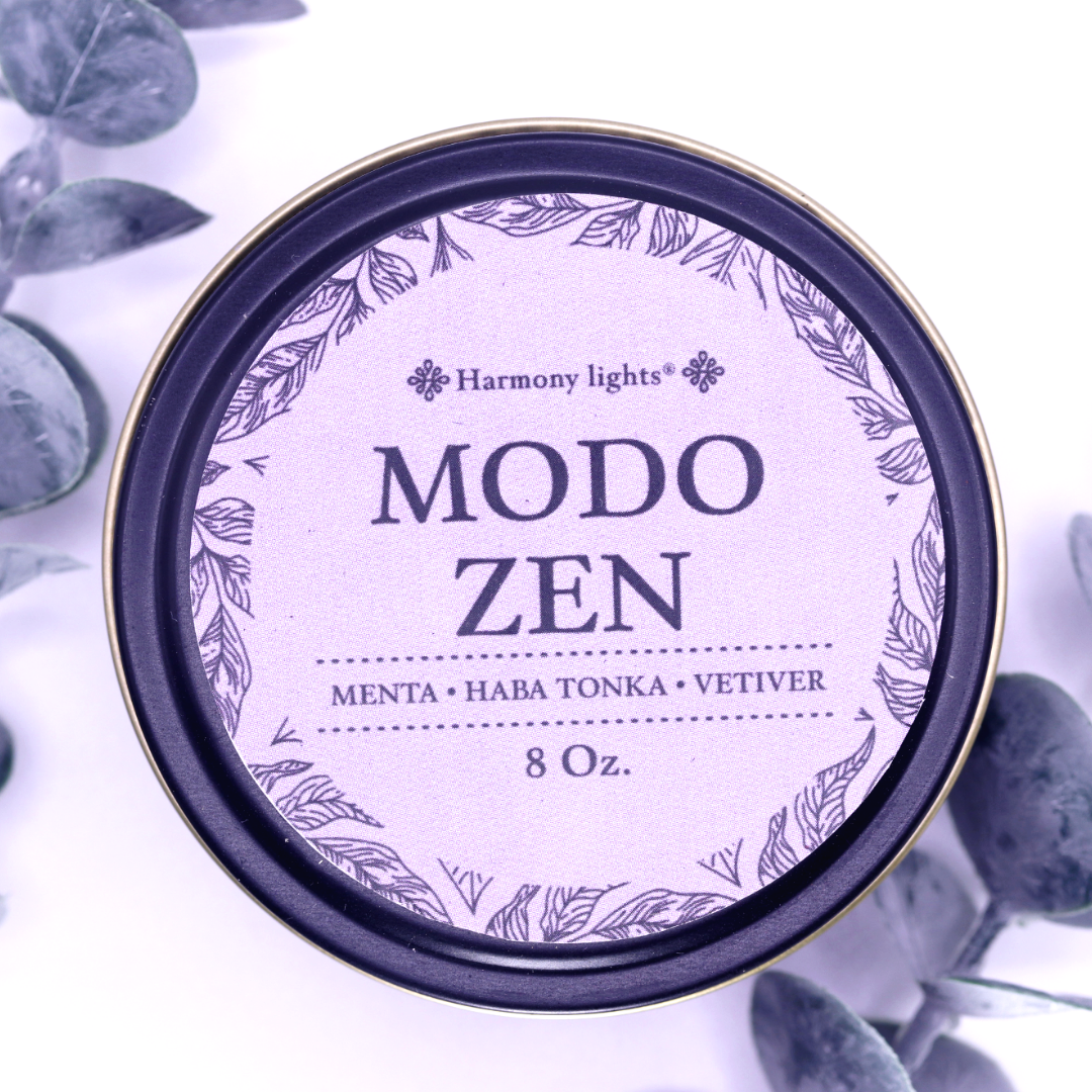 Harmony lights vela de cera de soya con aroma a tmenta, haba tonka, vétiver en oferta con cuarzos naturales