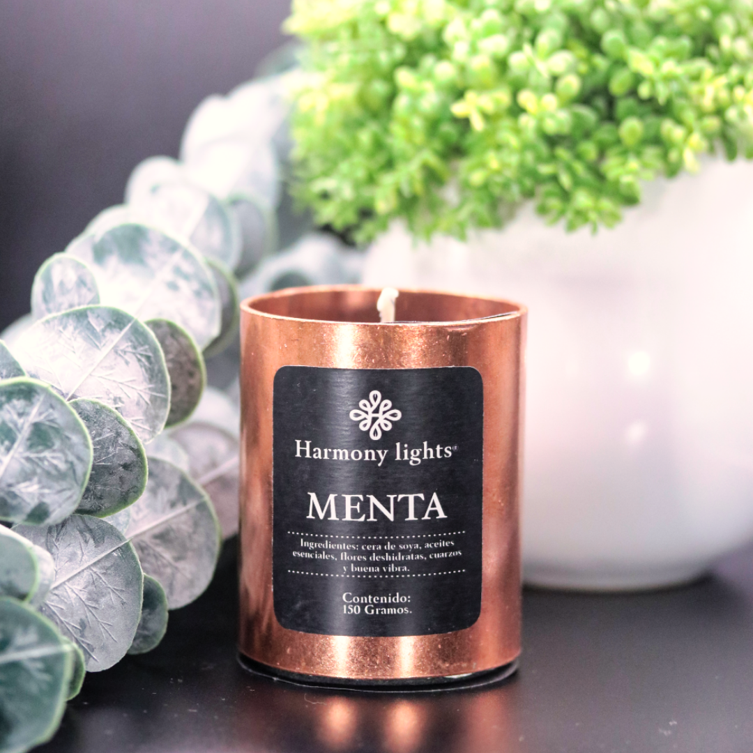 Vela de cera de soya orgánica en oferta con aroma a menta